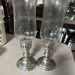 2  Antique Etched Glass Candelabraias  150.00  Or  Will Negotiat 