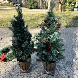 Outdoor Christmas Garland, Wreath and Trees set