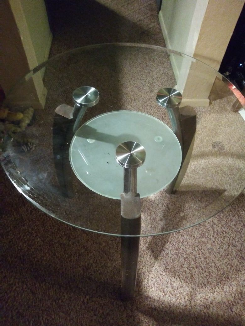 Round glass side table