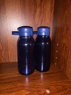 Two Blue Water Drinking Bottles