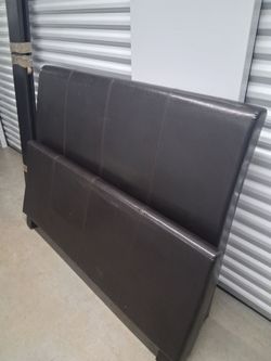 Used brown leather bed frame