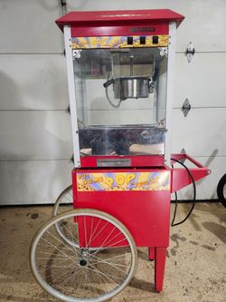 Fusion Commercial 512FC 8oz Popcorn Machine 1460W with Rolling Cart Working