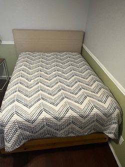 Queen Bed Frame with Upholstered Headboard