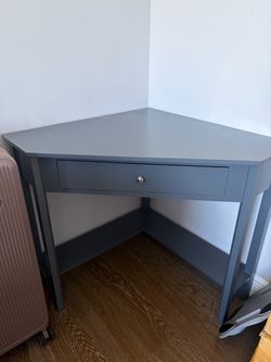 Gray Wood Corner Desk with Drawer vanity
