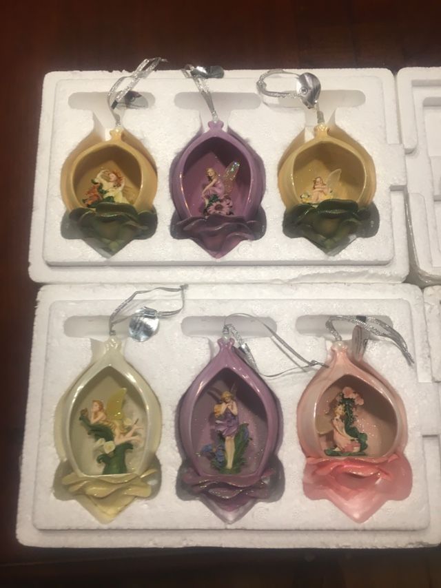 Bradford Editions Set Of 6 Garden Fairies Xmas Ornaments