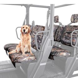 UTV Seat Covers Camo, Waterproof Repellent UTV Seat Cover Set w/Headrest Cover Compatible with Can Am Defender Front Two Doors Split Bench Se