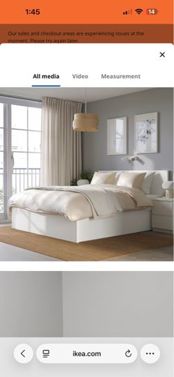 New in box white IKEA queen storage bed