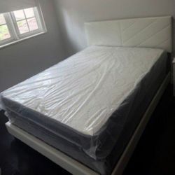 QUEEN Size Bed Frame With Mattress New Bedroom Furniture Queen Bed Set 3pcs // Venta De Camas 