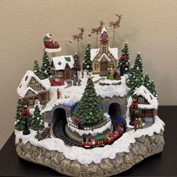 Snowy Christmas Holiday Village with Lights and Music 