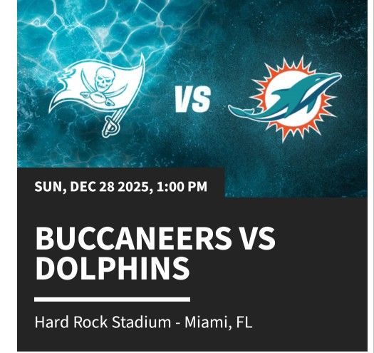 Buccaneers Vs Dolphins Sunday December 28