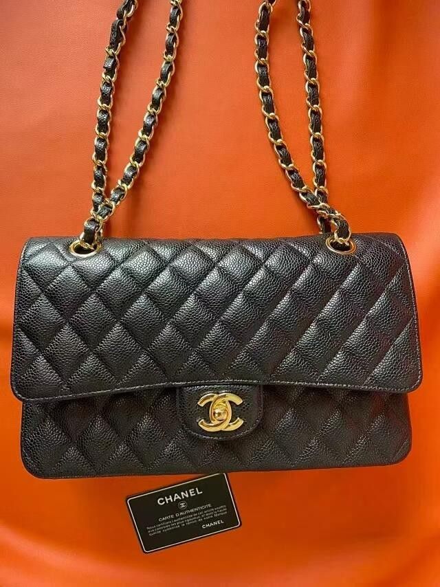 Women's 𝐜𝐜 𝐜𝐡𝐚𝐧𝐞𝐥 bag black leather