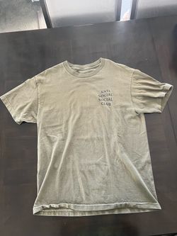 Anti Social Social Club Men's L Gray Cotton Knit Crew Neck Logo Graphic Tee