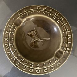 Vtg Guide Dog Braille Alphabet Brown Ashtray