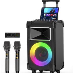 JYX Karaoke Machine with 2 Wireless Mics, 10" Woofer 500W Peak Power Big Portable Bluetooth Speaker with Bass/Treble Adjustment, PA System with Remote