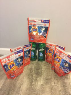 5packs tide pods Oxi Ultra 12counts each pack 2bottles Irish spring body wash 532ml bundle for $25/Pick Up Gahanna