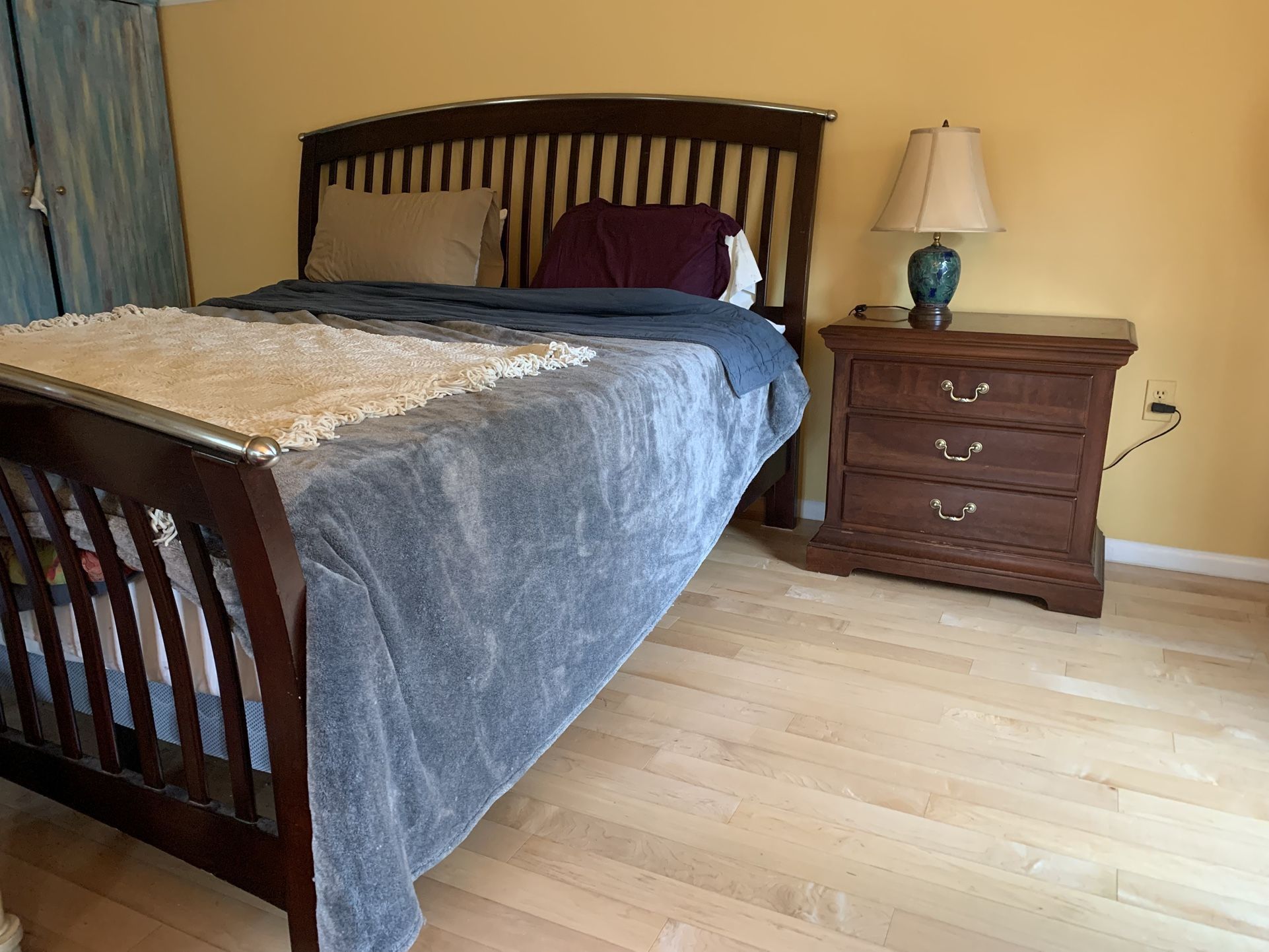 Gorgeous King Bed Frame + Memory foam mattress + Nightstand