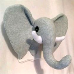 Handmade Faux Taxidermy Elephant Head – White Wall Mount by Gramma-in-the-Box