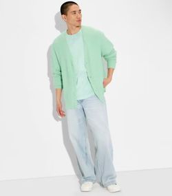 Men Open Neck Cardigan - Original Use green M