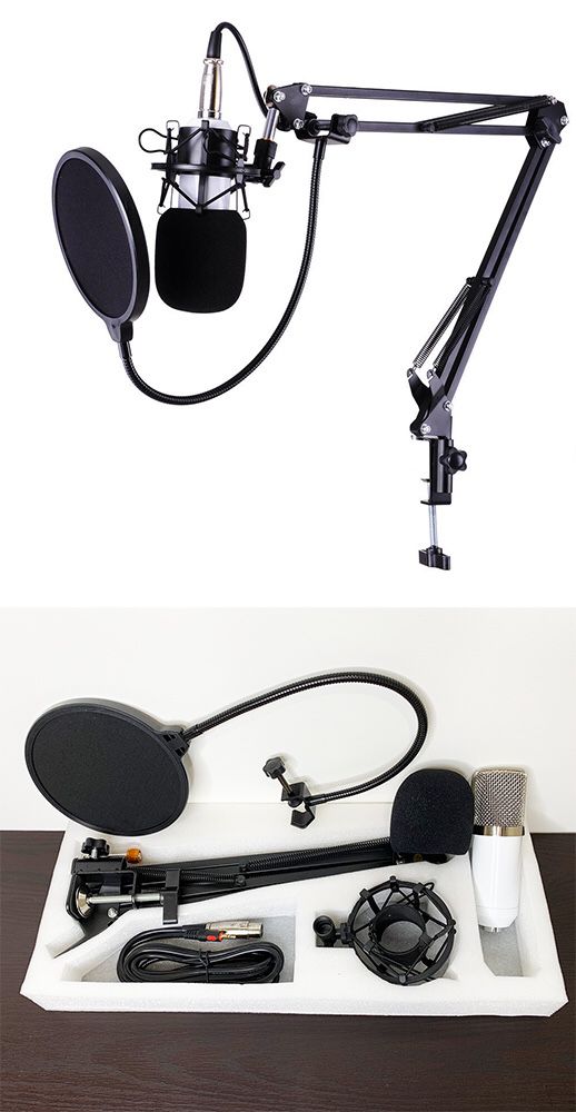 New $30 Condenser Microphone Kit Studio Recording w/ Pro Filter Boom Arm Stand Shock Mount