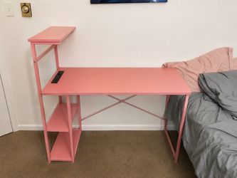 Pink Desk with Side Shelves
