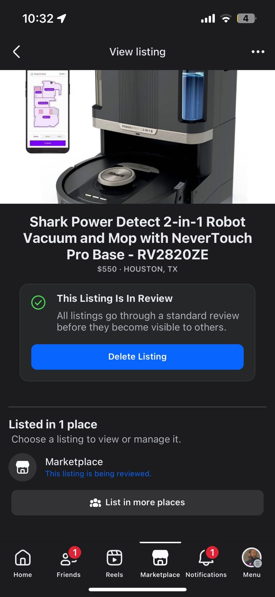 Shark Power Detect 2-in-1 Robot Vacuum and Mop with NeverTouch Pro Base - RV2820ZE