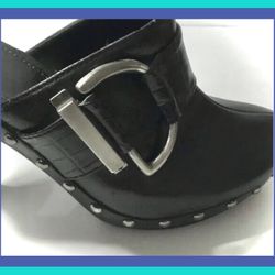 Black Leather High-Heel Mules by FIONA
