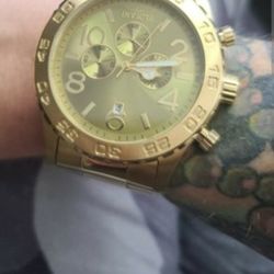 New Invicta 18k Gold Mens Dial Watch, Very Nice.