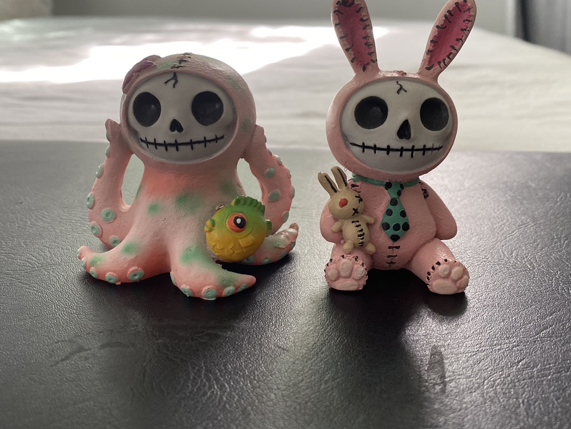 Set Of 2 Mini Furrybones Figures (Pink Octopus & Pink Bunny)