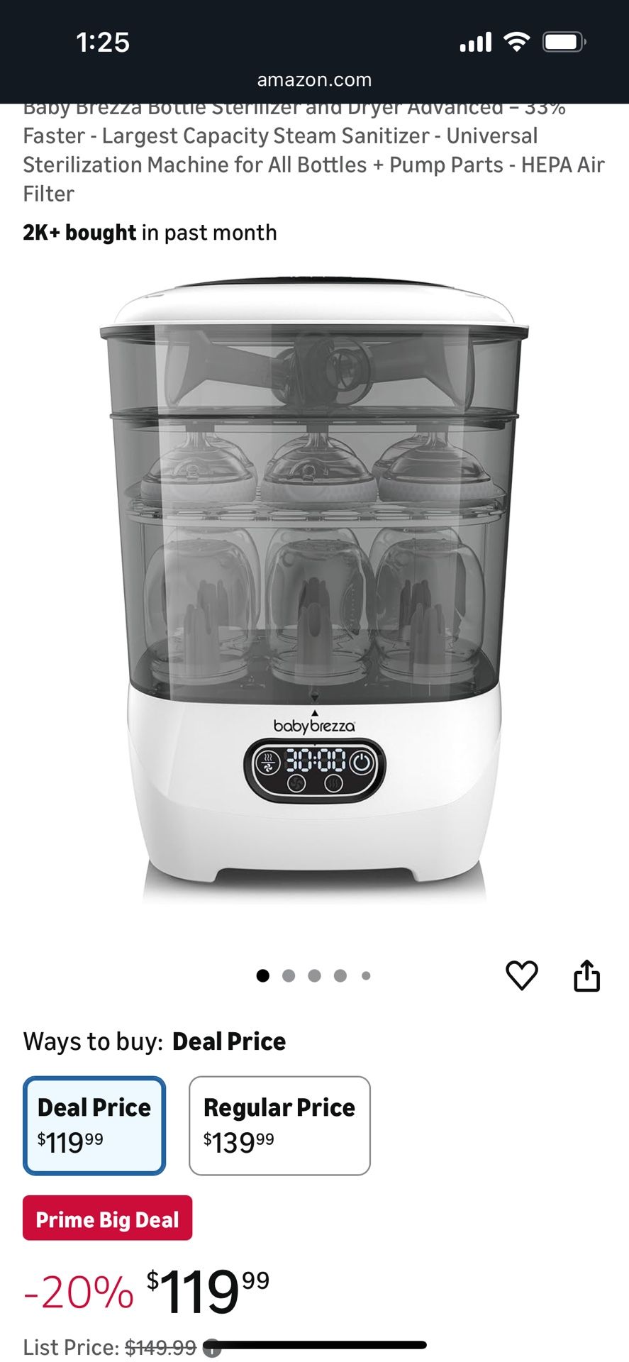 Baby Brezza Bottle Sterilizer and Dryer Advanced