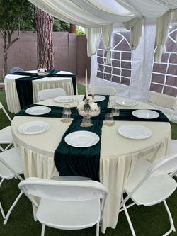 2 - 10 foot Velvet emerald green table runner