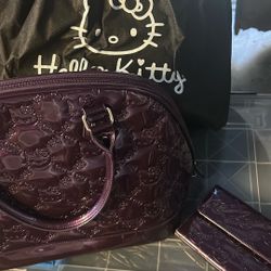 Hello Kitty Purse And Wallet Deep Purple Embossed 