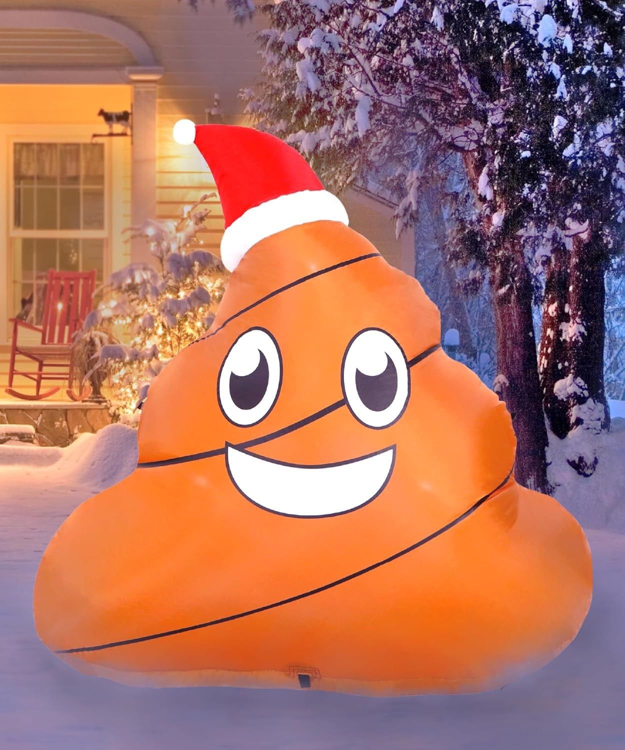4 ft Inflatable Christmas Poop Outdoor Decoration, Christmas Inflatables Decorations with LED Lights, Fan, and Stakes