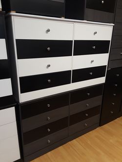 Black and white 8 drawer dresser chest wardrobe