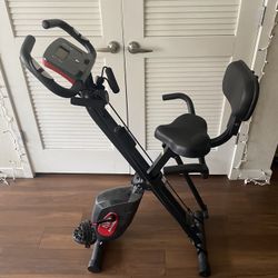 Advenor Exercise Bike - Folding Stationary Bike with Backrest and Arm Resistance Bands