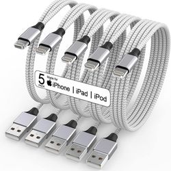 5Pack iPhone Charger Nylon Braided Fast Charging Lightning Cable Compatible iPhone 14Pro/14/13Pro/13/12Pro/12/11and More