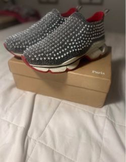 Christian Louboutin Spike-Sock Sneakers read caption