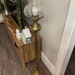 Antique Brass Lamp With Crystal