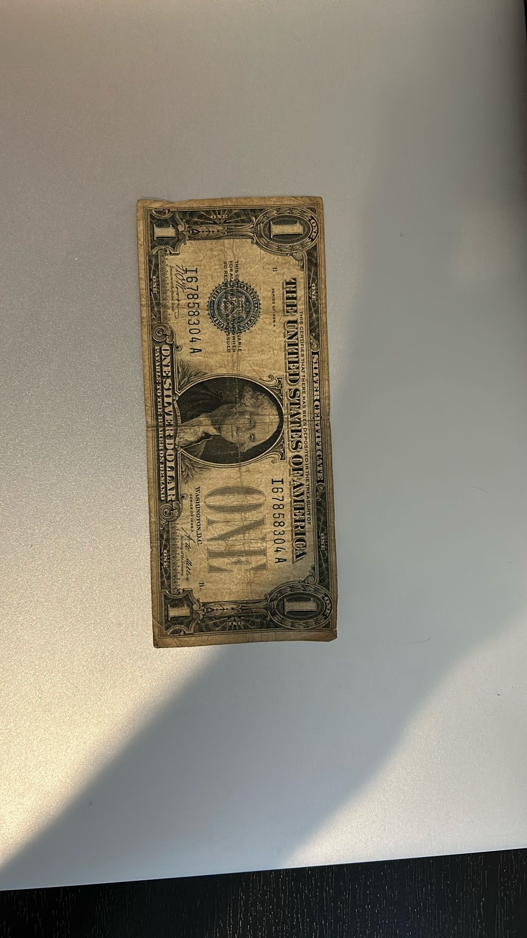Printed $1 note, series 1928A