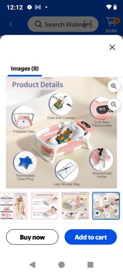 Foldable Baby Bathtub with Thermometer and Cushion 🩷💛💙