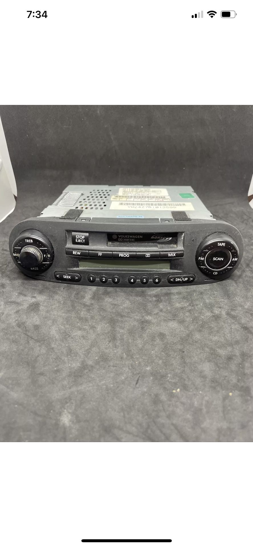 2002-2004 Volkswagen VW Beetle Monsoon AM FM Cassette Radio 1C0035157D No Code