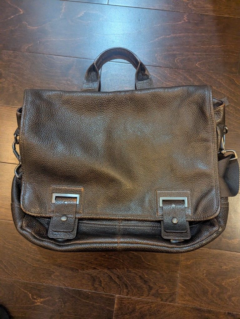 Soft Dark Brown Leather Messenger Bag
