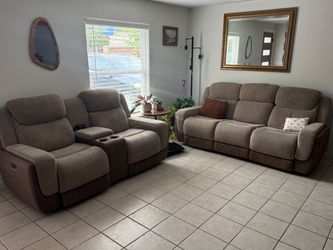 Sofa and love seat recliner set