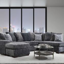⭐️New Gray Fabric Sectional Sofa . Get It Now For Only $49 And Pay Later