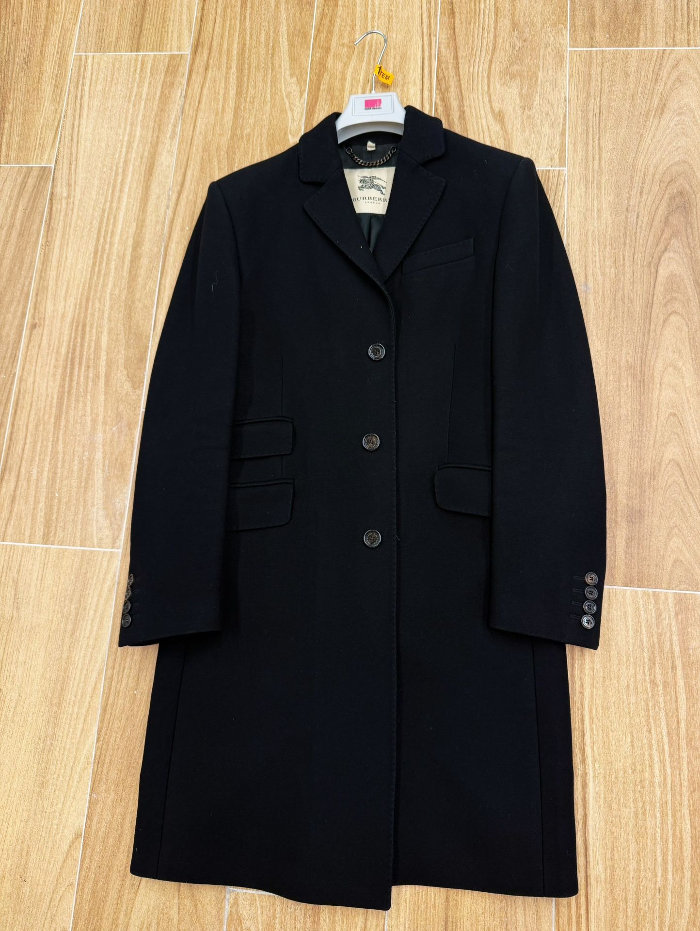 Burberry Check Collar Wool & Cashmere Top Coat Size 40