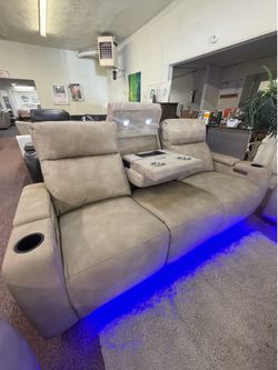 Fabric sofa w /2 power recliners and USB ports - GREYMEL  -