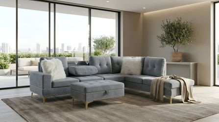 FREE White Glove Delivery – S1333 Joy II Grey Sectional | Brand New