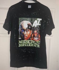 Allen Iverson A.I The Answer Artificial Intelligence Designer Art splash paint Black Tshirt Adult size medium New