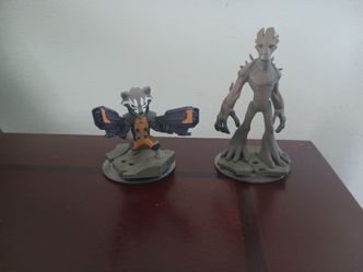 Rocket Raccoon and Groot- Marvel Guardians Of The Galaxy Collectible Figures EUC