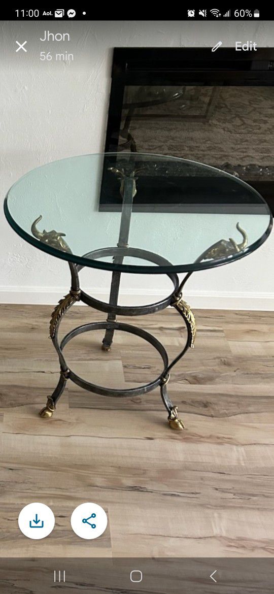 Neo-Classical Style Brass and Metal Side Table by Maitland-Smith