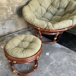 Papasan Chair Couch With Footrest Ottoman //moving- Can Deliver Locally 
